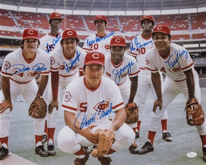 1976 Big Red Machine Multi-Signed 16x20 Photograph Signed By 8 Including Rose, Bench, Morgan & Perez (JSA)